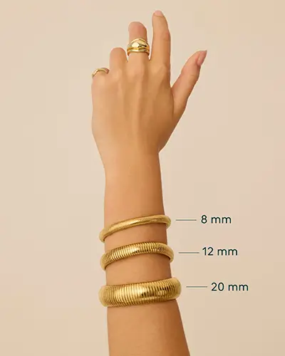 Prime Member Deals 2025 19 Pavoi Stainless Steel 14K Gold Plated Waterproof Flexible Stretch Chunky Bangle For Women Cobra Bracelet