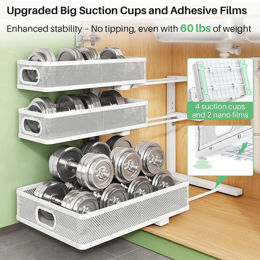 Conquer The Chaos: Why This Under Sink Organizer Is About To Change Your Life 2 Kitstorack Suction Cups And Nano Adhesive Films